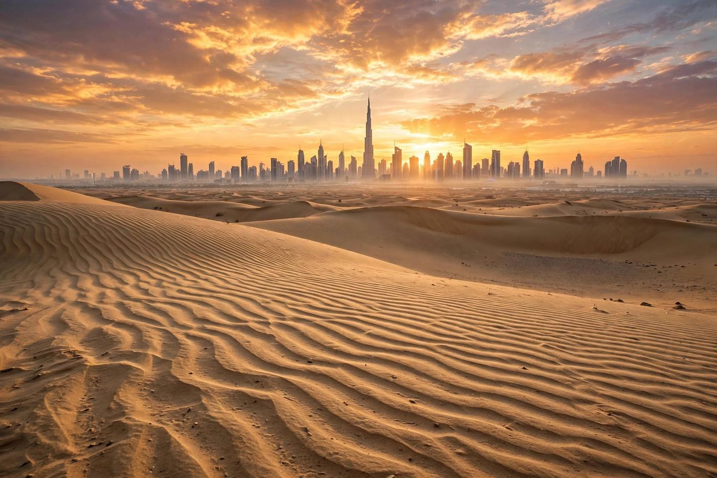 Dubai desert at sunrise